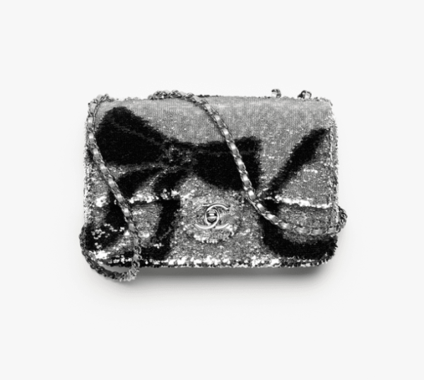 CHANEL Mouth cap bag glitter Silver and Black - Image 5