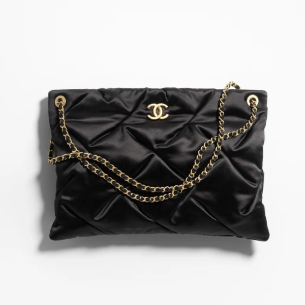 CHANEL Large carry on bag   Silk and gold metal black