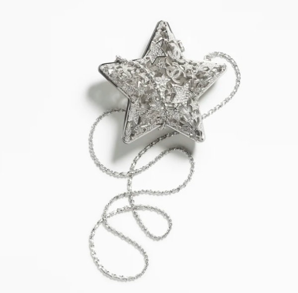CHANEL Star shaped hard dinner bag   silver metal