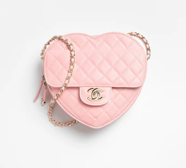 CHANEL Heart shaped handbag sheepskin