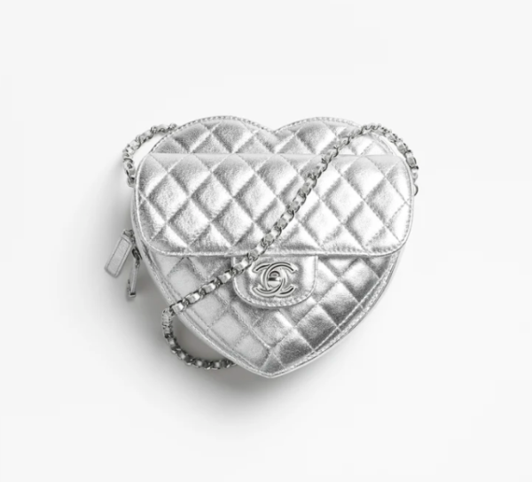CHANEL Silver heart-shaped handbag