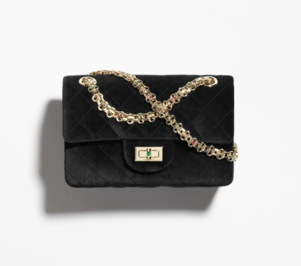 CHANEL 2.55 Mini Lid Pack Velvet, Crystal Black