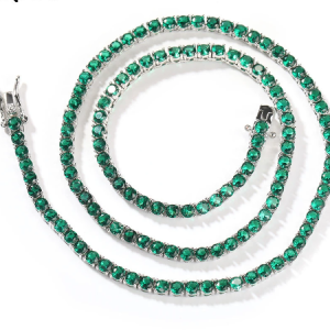 Hip hop cute green zircon necklace with a light luxury feel