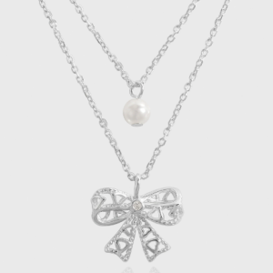INS niche light luxury design lace hollow bow double layered