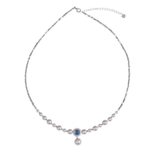 Sea Blue Treasure s925 Pure Silver Pearl Necklace